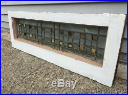 1 of 5 Leaded Glass Gold Mirrored Stained Glass Transom Window 33 x 12