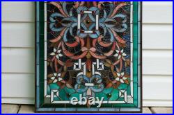 20 x 34 Flower Tiffany Style stained glass window panel Jeweled glass panel