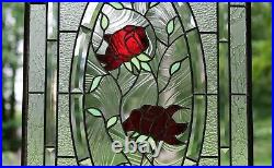 20 x 34 Stained Glass Window Panel rose blooming