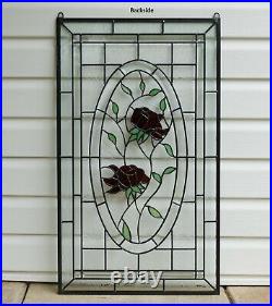 20 x 34 Stained Glass Window Panel rose blooming