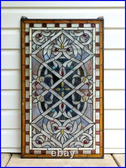 20 x 34 Stunning Handcrafted Jeweled stained glass panel