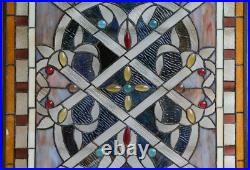 20 x 34 Stunning Handcrafted Jeweled stained glass panel