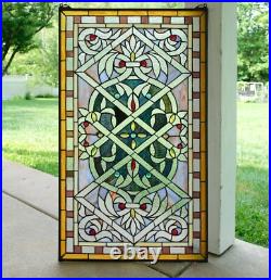 20 x 34 Stunning Handcrafted Jeweled stained glass panel