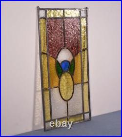23 Tall Antique French Stained Glass Panel with Leaded Glass Window Hanging