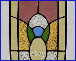 23 Tall Antique French Stained Glass Panel with Leaded Glass Window Hanging