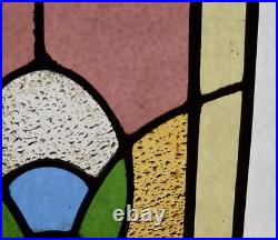 23 Tall Antique French Stained Glass Panel with Leaded Glass Window Hanging