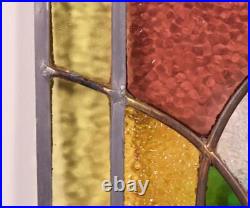 23 Tall Antique French Stained Glass Panel with Leaded Glass Window Hanging