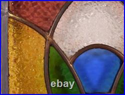 23 Tall Antique French Stained Glass Panel with Leaded Glass Window Hanging