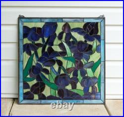 24 x 24 Tiffany Style stained glass Iris window panel 24 x 24 Tiffany Style stained glass Iris window panel