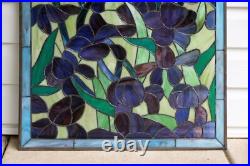 24 x 24 Tiffany Style stained glass Iris window panel 24 x 24 Tiffany Style stained glass Iris window panel