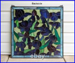 24 x 24 Tiffany Style stained glass Iris window panel 24 x 24 Tiffany Style stained glass Iris window panel