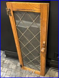 28 x10.5 Cottage Art English Leaded Diamond Glass Casement Window-Cabinet Door