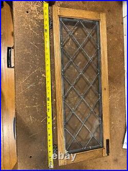 28 x10.5 Cottage Art English Leaded Diamond Glass Casement Window-Cabinet Door