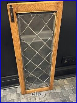28 x10.5 Cottage Art English Leaded Diamond Glass Casement Window-Cabinet Door