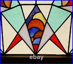 29 Wide Vintage French Art Deco Stained/Leaded Glass Panel 29 Wide Vintage French Art Deco Stained/Leaded Glass Panel
