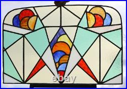 29 Wide Vintage French Art Deco Stained/Leaded Glass Panel 29 Wide Vintage French Art Deco Stained/Leaded Glass Panel