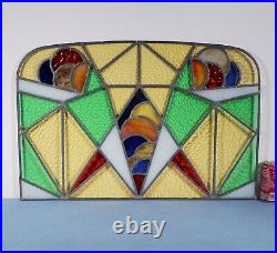 29 Wide Vintage French Art Deco Stained/Leaded Glass Panel 29 Wide Vintage French Art Deco Stained/Leaded Glass Panel