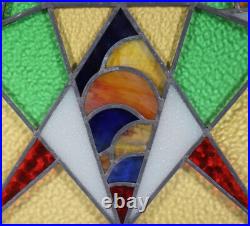 29 Wide Vintage French Art Deco Stained/Leaded Glass Panel 29 Wide Vintage French Art Deco Stained/Leaded Glass Panel