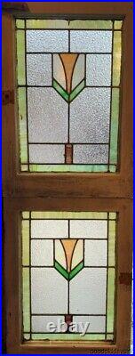 2 Antique 1920's Chicago Bungalow Stained Leaded Glass Window 25 x 18