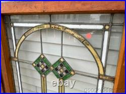 2 Antique 1920's Chicago Bungalow Stained Leaded Glass Window 34 x 26