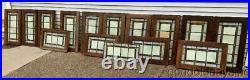 2 Antique Chicago Craftsman Style Stained Leaded Glass Transom Windows 33 x 18