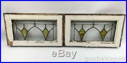 2 Antique Chicago Stained Leaded Glass Transom Windows 20 x 12