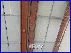 2 Antique Vintage Tall Leaded Glass Pantry Cupboard Cabinet Doors