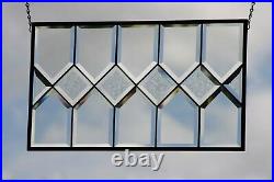 2 Available -Traditional Bevels Stained Glass Window Panel- 21 7/8x13