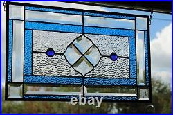 2 For The Blue -Stained Glass Window Panel-20.5x12.5
