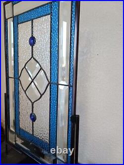 2 For The Blue -Stained Glass Window Panel-20.5x12.5