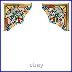 2 Stained Glass Corner Window Panels Handcrafted Victorian Design Tiffany Style 2 Stained Glass Corner Window Panels Handcrafted Victorian Design Tiffany Style