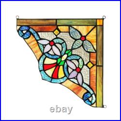 2 Stained Glass Corner Window Panels Handcrafted Victorian Design Tiffany Style 2 Stained Glass Corner Window Panels Handcrafted Victorian Design Tiffany Style