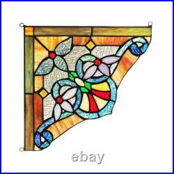 2 Stained Glass Corner Window Panels Handcrafted Victorian Design Tiffany Style 2 Stained Glass Corner Window Panels Handcrafted Victorian Design Tiffany Style