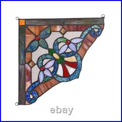 2 Stained Glass Corner Window Panels Handcrafted Victorian Design Tiffany Style 2 Stained Glass Corner Window Panels Handcrafted Victorian Design Tiffany Style