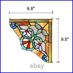 2 Stained Glass Corner Window Panels Handcrafted Victorian Design Tiffany Style 2 Stained Glass Corner Window Panels Handcrafted Victorian Design Tiffany Style