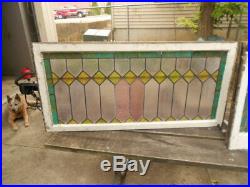 2 Vintage Leaded Stained Glass Windows 46 x 20