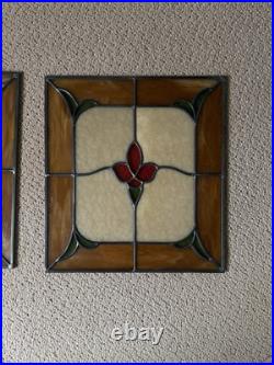 2 Vintage Stained Glass Windows Heavy Duty