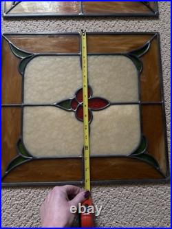 2 Vintage Stained Glass Windows Heavy Duty