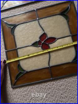 2 Vintage Stained Glass Windows Heavy Duty