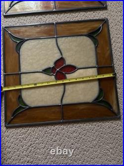 2 Vintage Stained Glass Windows Heavy Duty