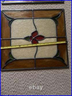 2 Vintage Stained Glass Windows Heavy Duty