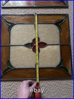 2 Vintage Stained Glass Windows Heavy Duty