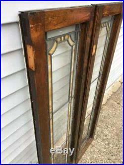 2 of 10 1920's Stained Leaded Glass Doors / Windows 47 by 13 Transom