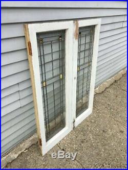 2 of 10 Antique Chicago Bungalow Stained Leaded Glass Window / Door Circa 1925