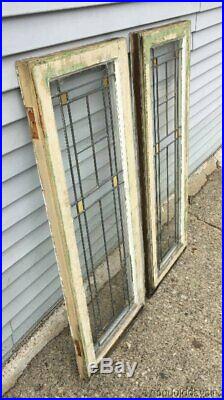 2 of 10 Antique Chicago Bungalow Stained Leaded Glass Window / Door Circa 1925
