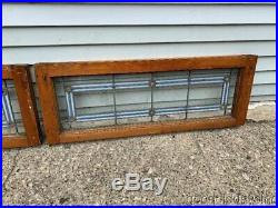 2 of 3 Antique Arts & Crafts Stained Leaded Glass Transom Windows 36 x 14