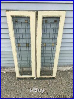 2 of 4 Antique Chicago Bungalow Stained Leaded Glass Window / Door Circa 1925