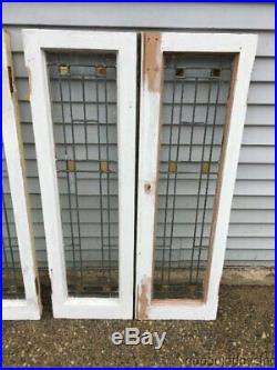 2 of 4 Antique Chicago Bungalow Stained Leaded Glass Window / Door Circa 1925