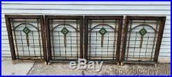 2 of 5 Antique 1920's Chicago Bungalow Style Stained Leaded Glass Windows 34x24