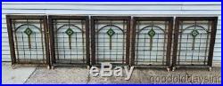 2 of 5 Antique 1920's Chicago Bungalow Style Stained Leaded Glass Windows 34x24